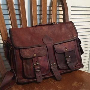 Vintage Brown Leather Messenger Bag